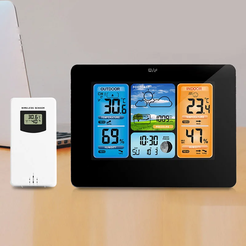 

Color Screen Digital Table Desk Alarm Wall Clocks Temperature Humidity Meteorological Sensing Electronic Perpetual Calendar