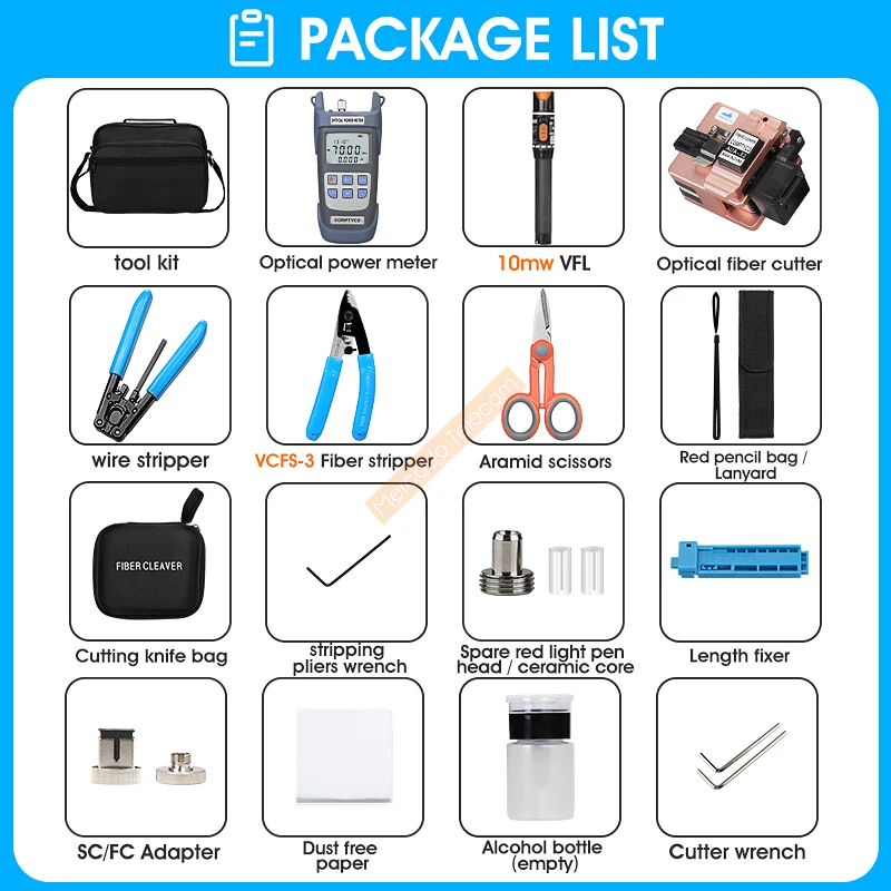 Fiber Optic Tool Kit with Fiber Fibra Optica Power Meter and 10mW Visual Fault Locator AUA-X2 Rose gold FTTH tool