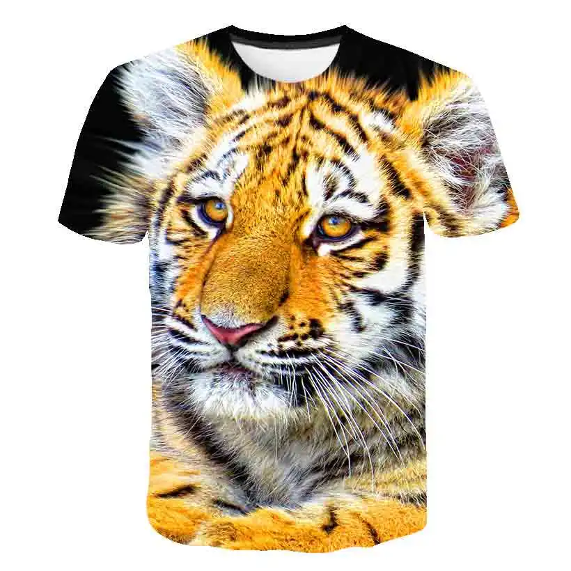 2022 New Summer Tiger 3D T Shirts Casual Boy girl Kids Fashion Short Sleeve boys girls Children Printed T-shirt Cool tops - tees t shirt kid