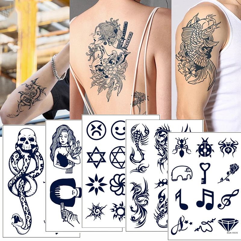 

Juice Ink Tattoo Sticker Body Art Lasting Waterproof Temporary Tattoo Sticker Scorpion Snake Tatoo Arm Sun Fake Tattoo Women Men