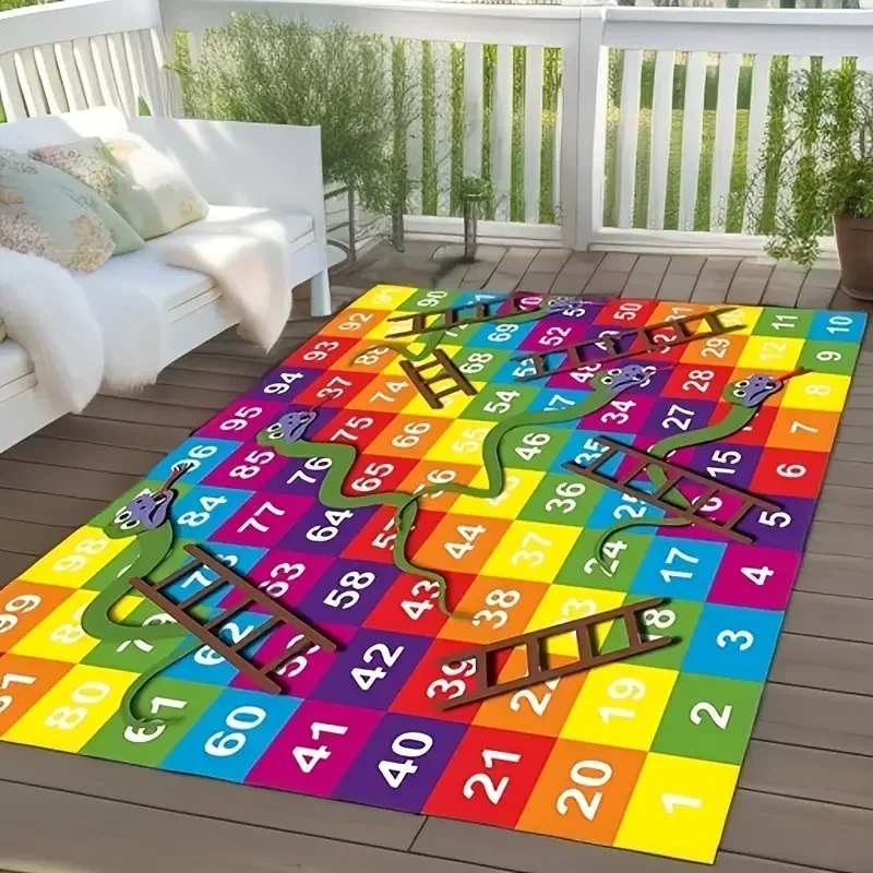 Snake Ladder Rug Snakes and Ladders Floor Mat Kids Play Board Game Large Size Carpet ...