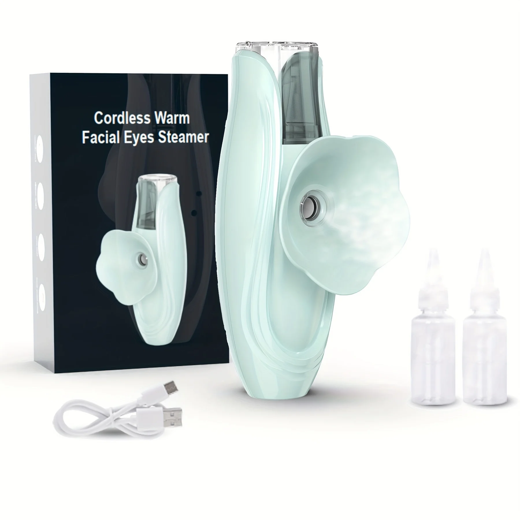 

2-in-1 Facial Steamer And Eyes Steamer, Mini Portable Professional Hot Facial Steamer For Facial Deep Cleaning - Cordless Handhe