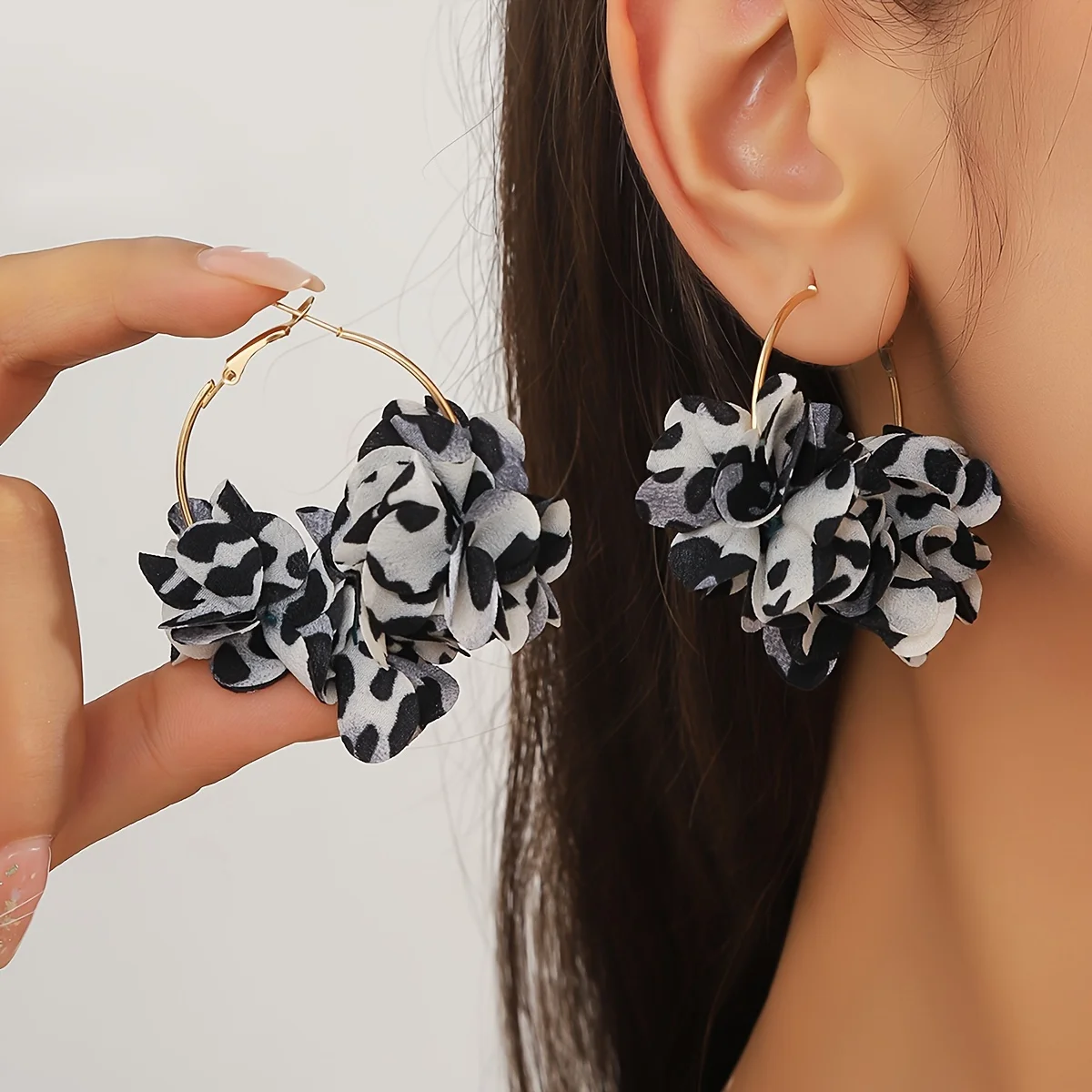 Vintage Style Leopard Print Flower Earrings, Women's Y2k Jewelry Earrings, Suitable for Daily Wear and Vacation Earrings Set