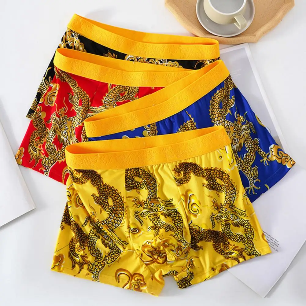 2024 Men Dragon Boxer Briefs Underwear Year Of The Dragon Boxer Briefs Mid-rise Graphene Dragon Pattern Boxer Shorts Men Boxers