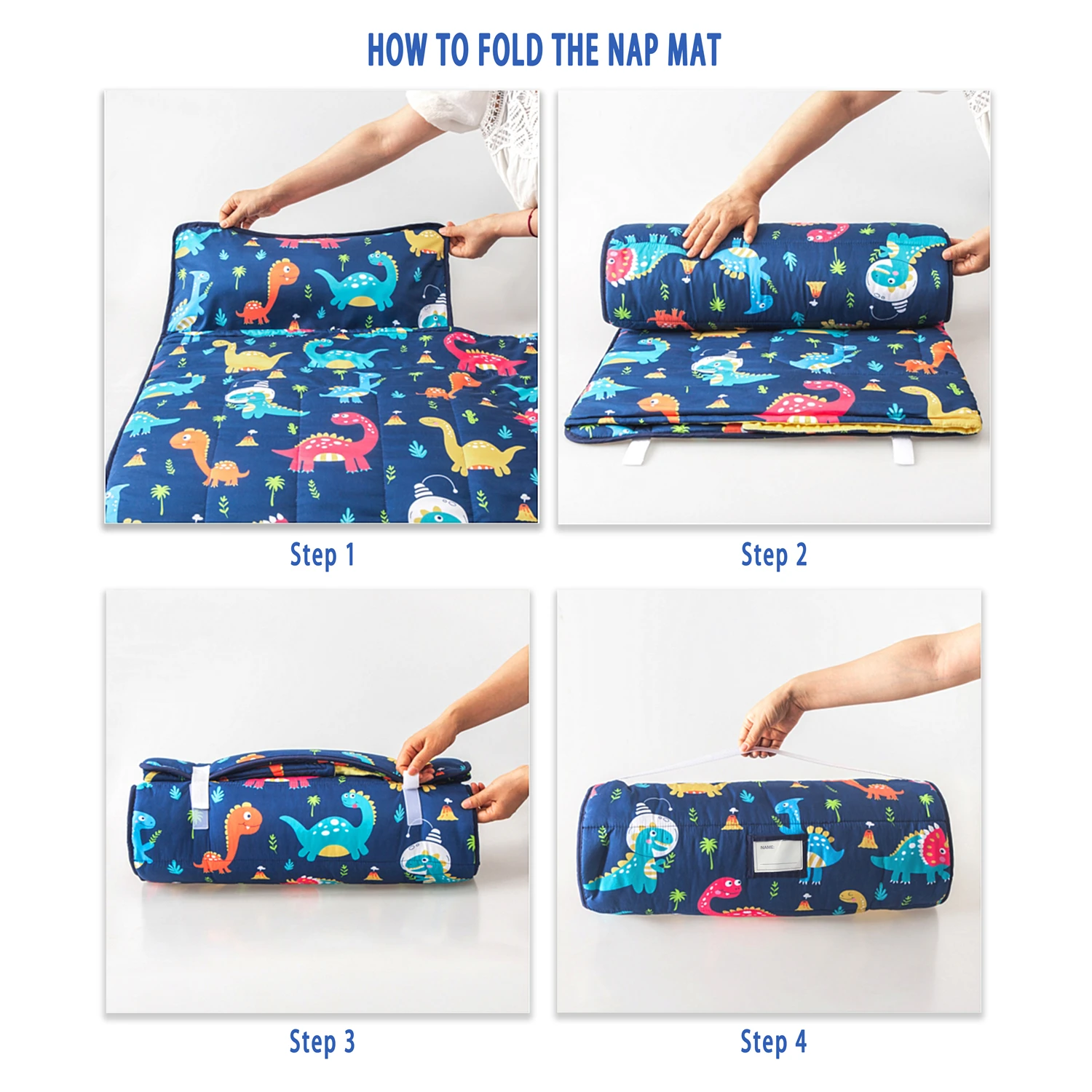Toddler nap mat with Removable Pillow and Fleece Blanket for Boys and Girls Dinosaur Thickened nap mats for Preschool Daycare 4