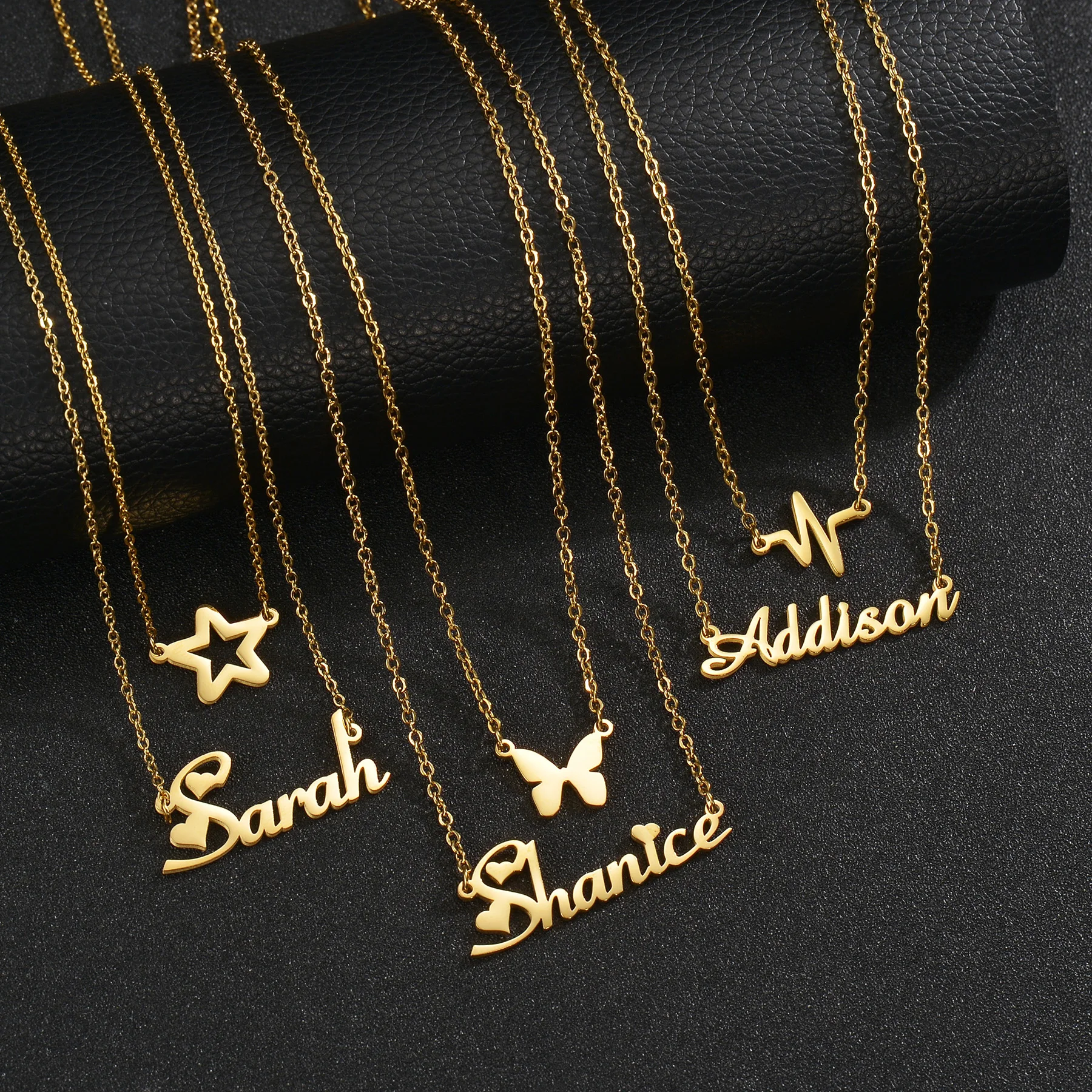 

Double Layer Necklace for Women Custom Name Necklace High-End Stainless Steel Jewelry Personalized Butterfly Party Adorment Gift