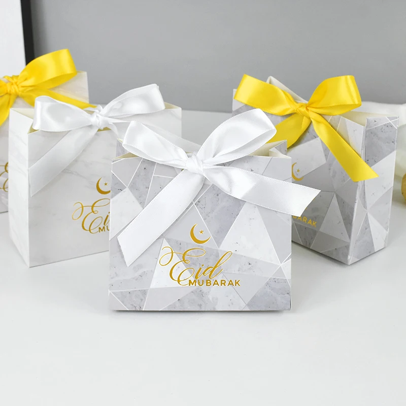 

5pcs Eid Mubarak Gift Box DIY Candy Cookie Boxes Packaging Bags Ramadan Kareem Islamic Muslim Festival Party Decoration Supplies
