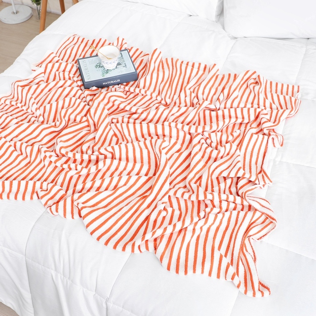Thread Blanket 100% Cotton Striped Soild Color Sofa Throw Blanket Travel TV Nap Blankets Bed Decorative