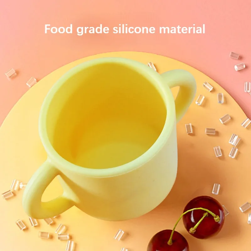 Double Handled Cup Tiny Silicone Drinking Training Cup for Baby and Toddler Learning 6months Drink Shatterproof Infant 2 Shank