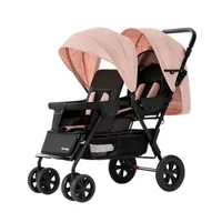 Poussettes jumelées pour bébés, portables et pliables, avec sièges doubles avant et arrière, pour deux enfants. 2