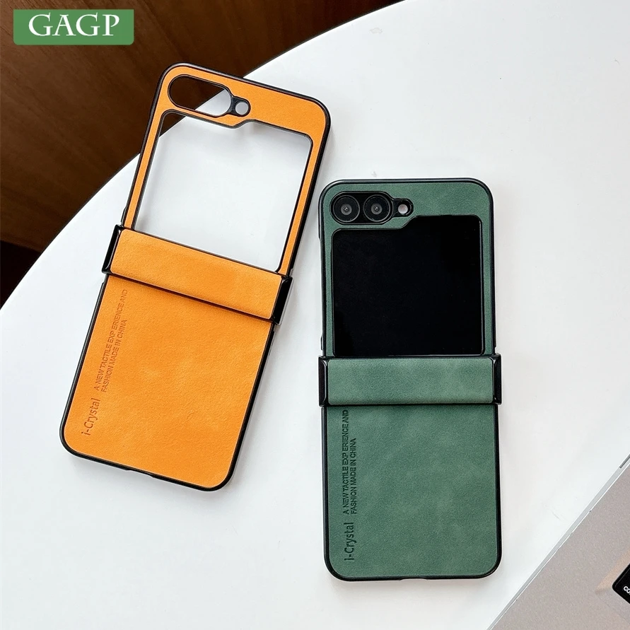 Premium PU Leather Flip Phone Case with Hinge Protection - Slim Matte Shockproof Cover