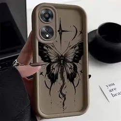Black Butterfly Pattern Sky Eye Phone Case Cover - OPPO A18 (Brown)
