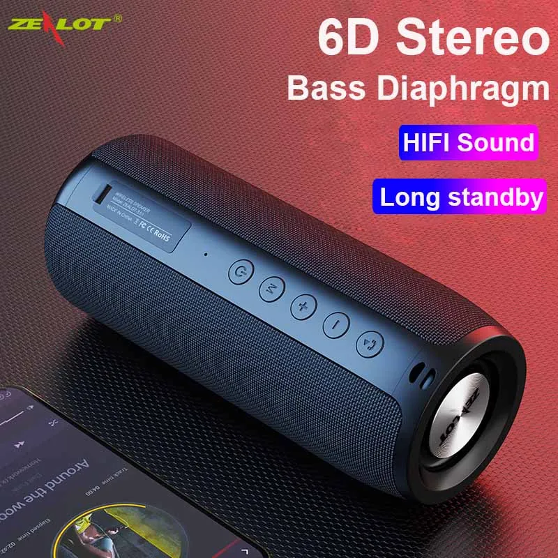 US $28.00 ZEALOT S51 Bluetooth Wireless Speaker Portable High Sound Quality Overweight Subwoofer Home Outdoor Waterproof Small Stereo