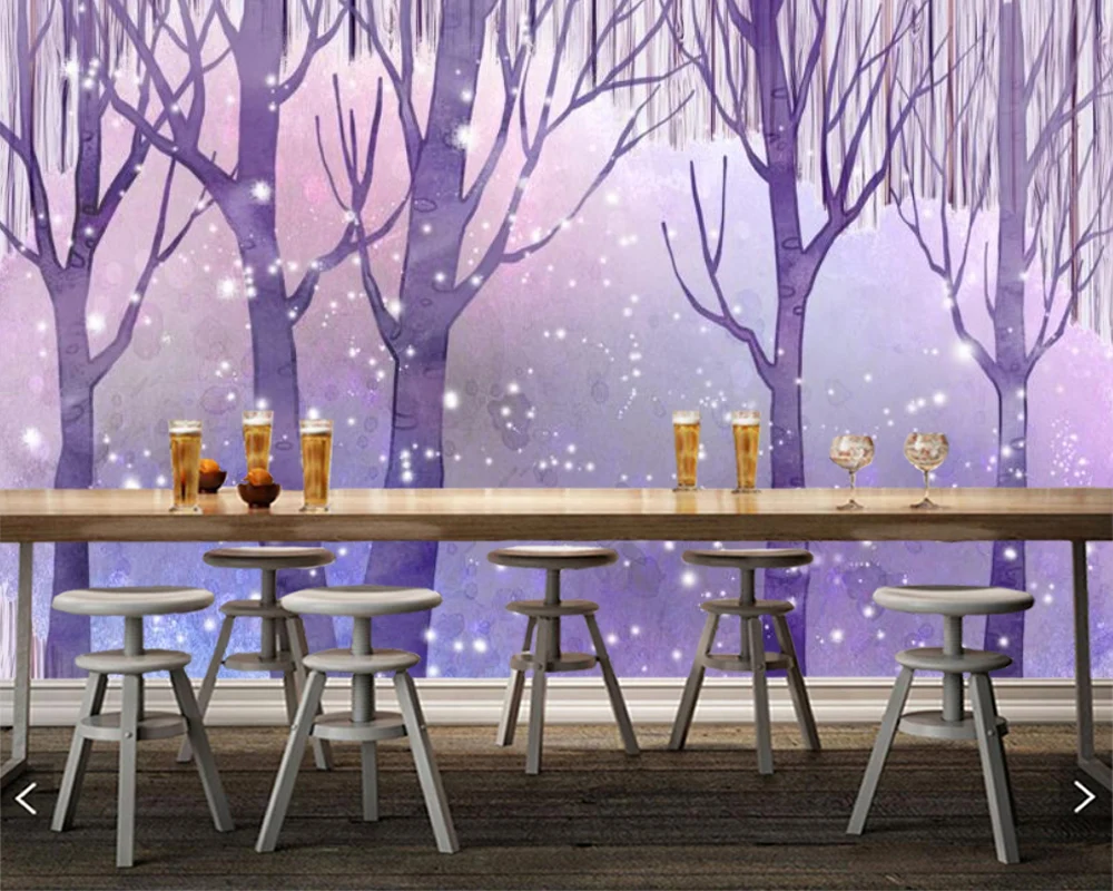 

Papel de parede Custom wallpaper European style retro hand-painted forest big trees landscape 3d