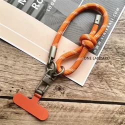 Premium Heavy Metal Lanyard Keychain with Anti - Loss Wrist Strap and Patch Charm (Orange)