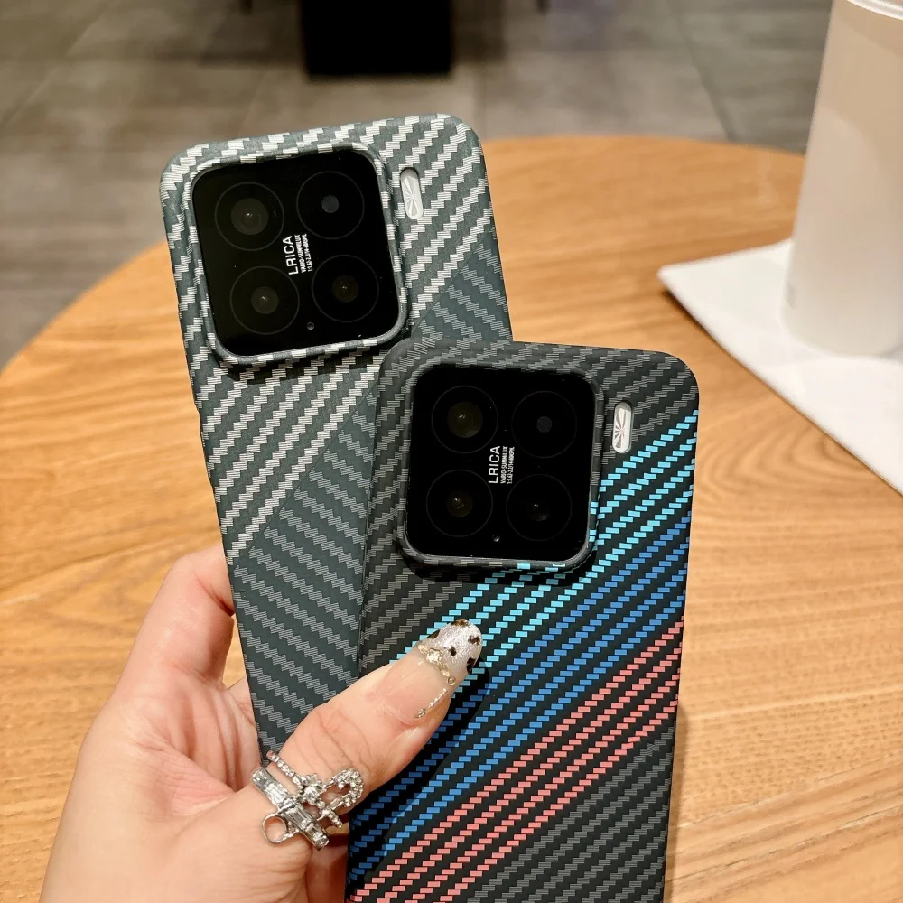 Luxury Ultra Thin Magnetic Carbon Fiber Texture Case - Shockproof Hard Matte Cover, Wireless Charging Compatible