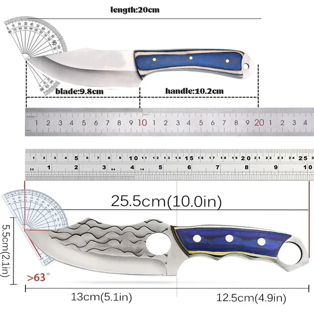 Couteau à désosser forgé à la main avec gaine, couteau de boucher, couteau de chef de cuisine en acier inoxydable, couteau à viande mongole, fournitures de cuisine 6