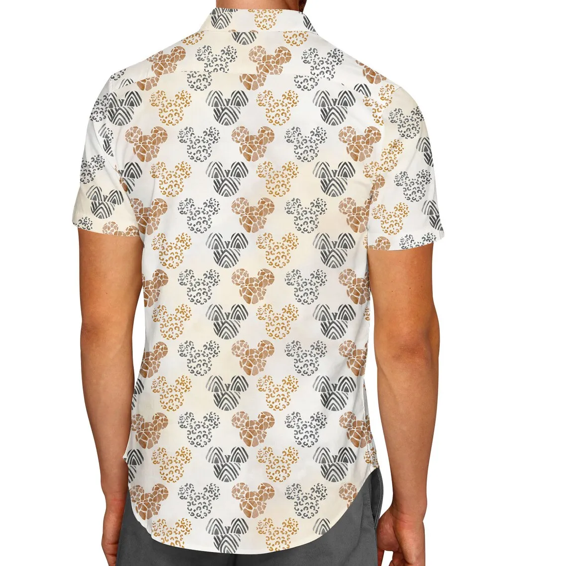 Safari Mickey Ears Hawaiian shirt Disney Animal Kingdom Inspired Men\'s Button Down Short-Sleeved Shirt in men casual beach shirt