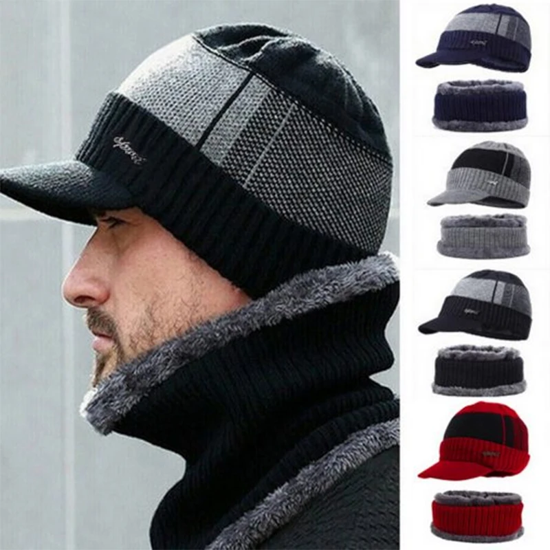 Hats For Skullies Beanie Winter Cap Men Women Wool Scarf Caps Set Balaclava Mask Gorras Bonnet Knitted Hat_voghion.com