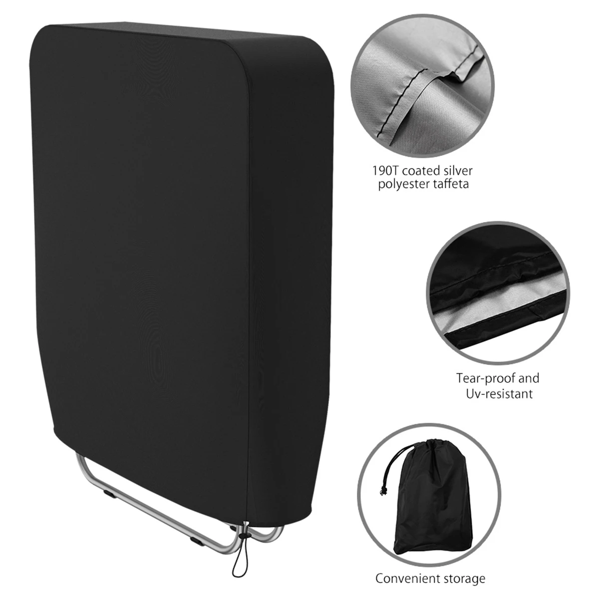 Description Picture 4 of item1/2 Pcs Folding Reclining Chair Cover Waterproof Dustproof Anti-UV Sun Lounger Cover 93x82 cm Furniture Covers for Outdoor Patio