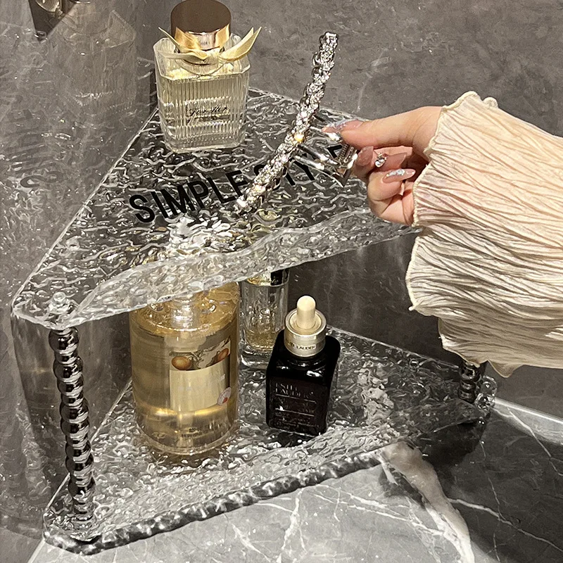 

Bathroom Shelf Storage Rack Desktop Light Luxury Acrylic Wall-Mounted Punch-Free Toilet Washstand Mouthwash Accessories Shelf