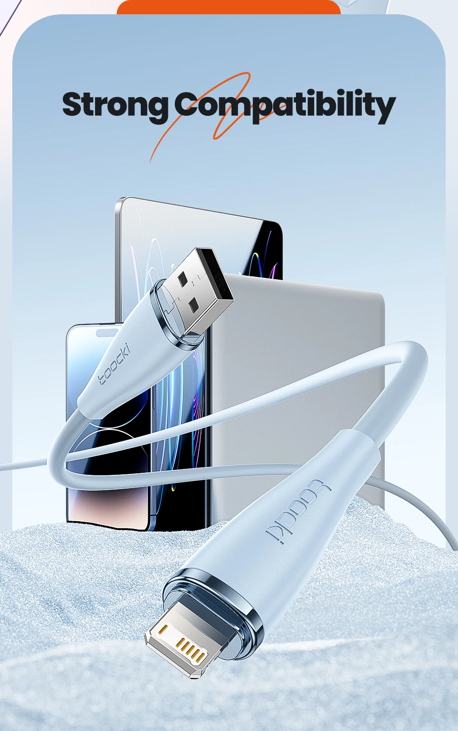 Toocki 2,4 A USB-Kabel Schnellladung für iPhone-Serie Weiches TPE-Datenkabel für iPhone 14 13 12 11 Pro Max X Plus iPad Pro Airpods – Detail 10