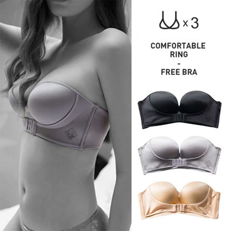 Strapless all-match non-slip invisible seamless no steel ring gather formal  dress bra - AliExpress