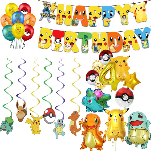 Pokemon decorazioni di compleanno Pikachu palloncini per feste stoviglie  piatto tovagliolo Banner sfondo Decor per ragazzi forniture per feste per  bambini - AliExpress