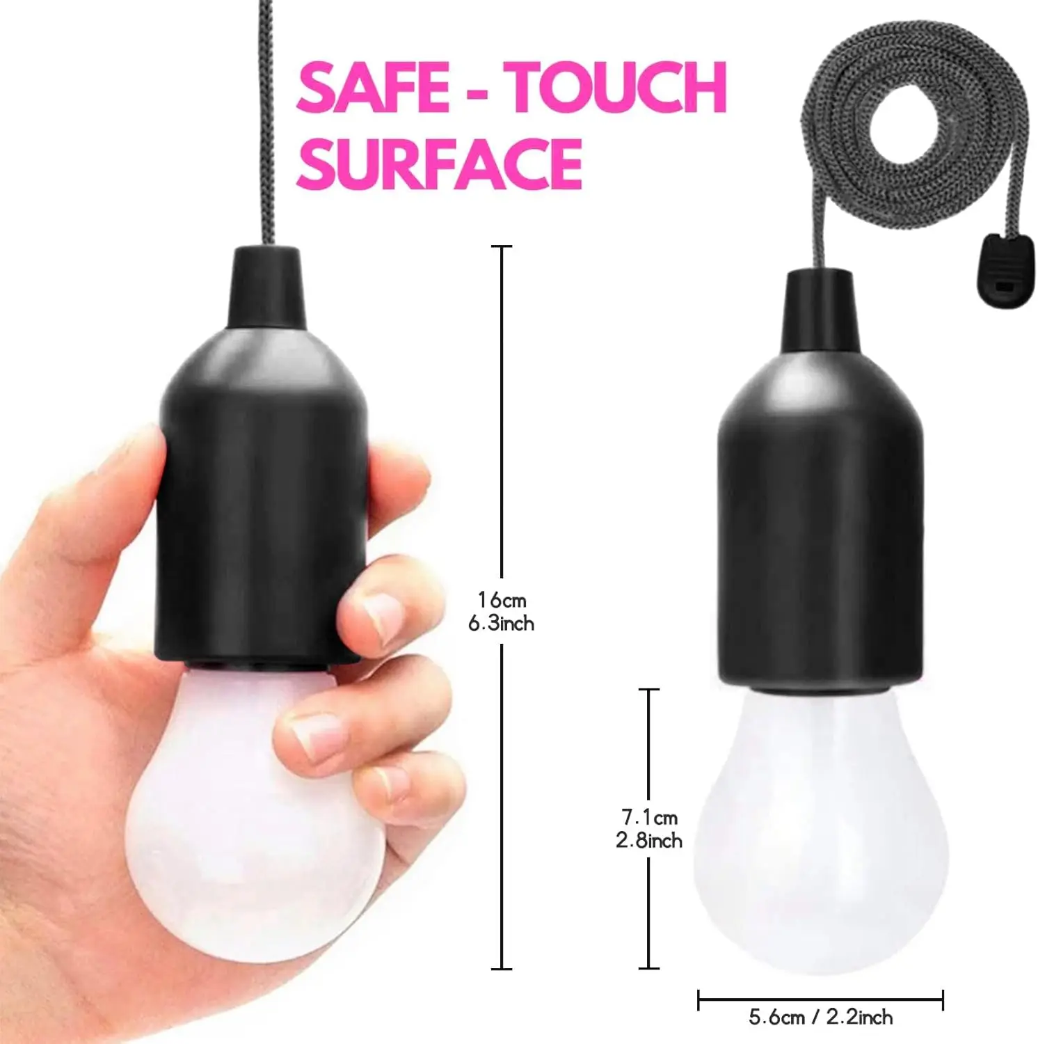 Portable Battery-Operated LED Pull Cord Lantern for Indoor and Outdoor Use
