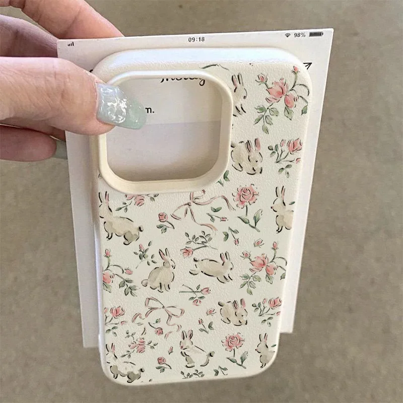 Cute Butterfly Bunny Pink Floral Full Print Phone Case For IPhone 17 thumbnail 4