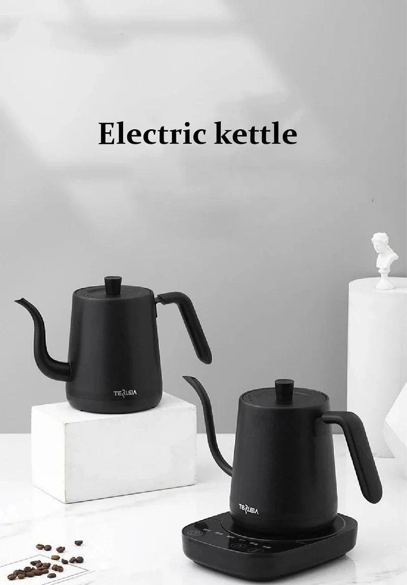 Description Picture 2 of item110V/220V Smart Electric Kettle Hand Brew Coffee Pot Gooseneck Jug Multigear Temperature Adjust 304 Stainless Steel Teapot 800ml