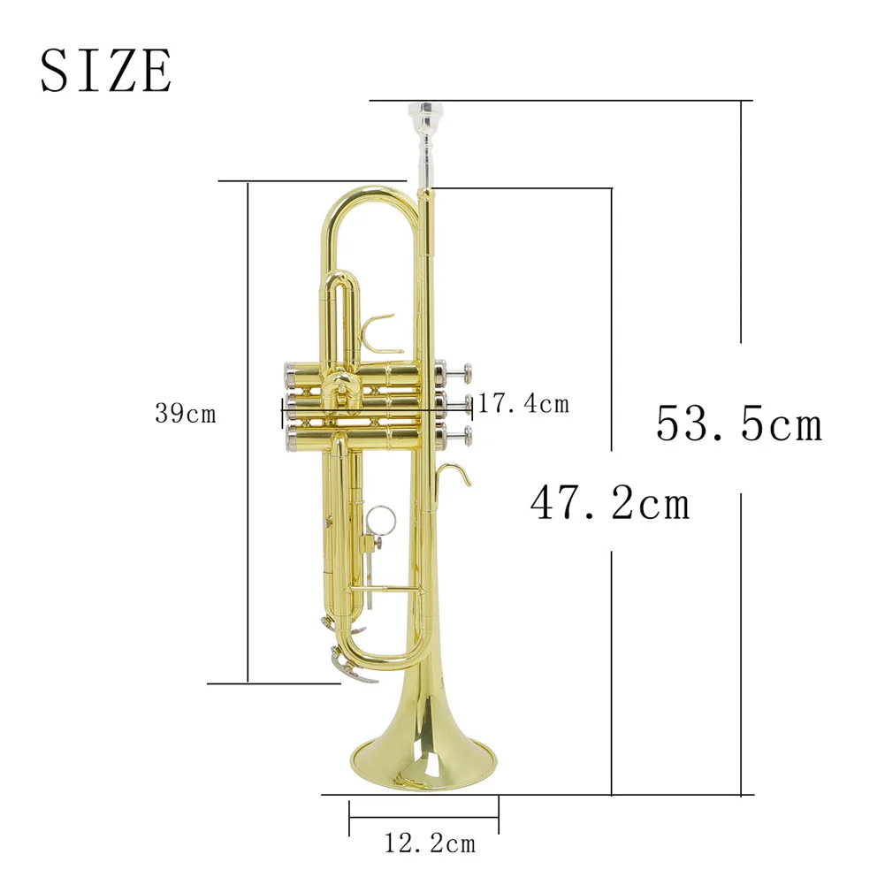 Trumpet Instrument Musical Standard Bb Trumpet with Silver Plated Mouthpiece Silver Painting Process Brass trumpet instrument