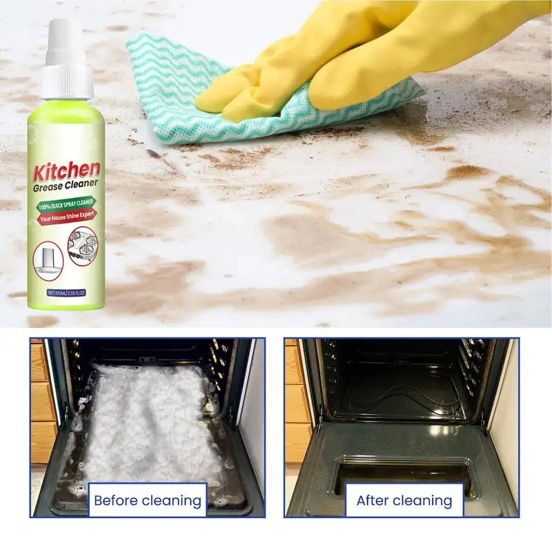 Kitchen Grease Cleaner Powerful Foaming Grease Remover Multi-purpose Kitchen Spray Cleaner Degreaser 100ml Household Cleaners