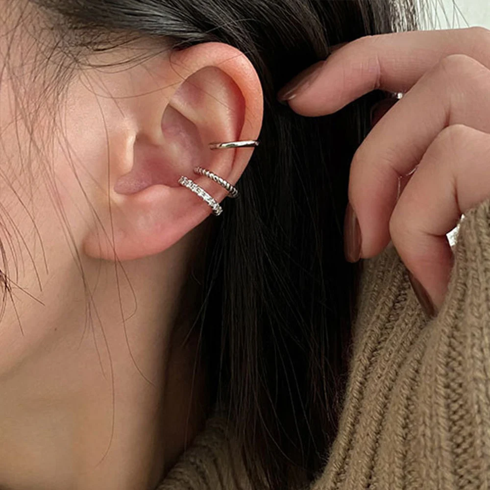 Crystal Clip Earrings for Women Girls Minimalist Metal Mirco Pave Rhinestone Fake Piercing Ear Jewelry