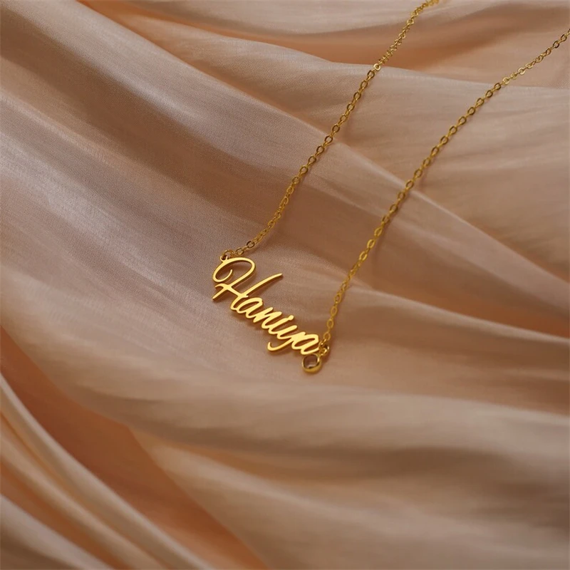 

Custom Name Necklace for Women Personalised Cursive Letter Pendant Stainless Steel Jewelry Men Chain Choker Collar Personalizado