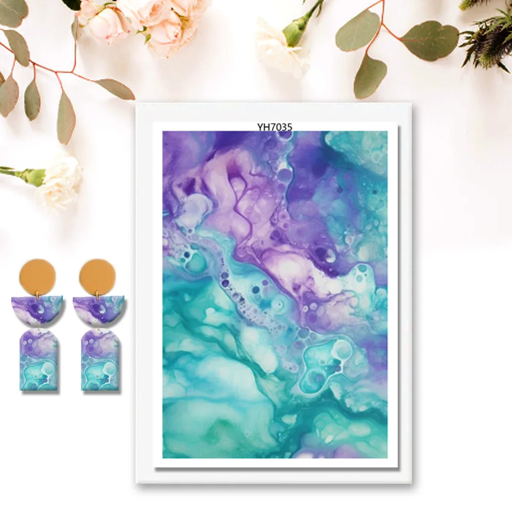 Marbling Special Polymer Clay Transfer Paper Stone Pattern DIY Soft Pottery Coloring For Earrings Jewelry