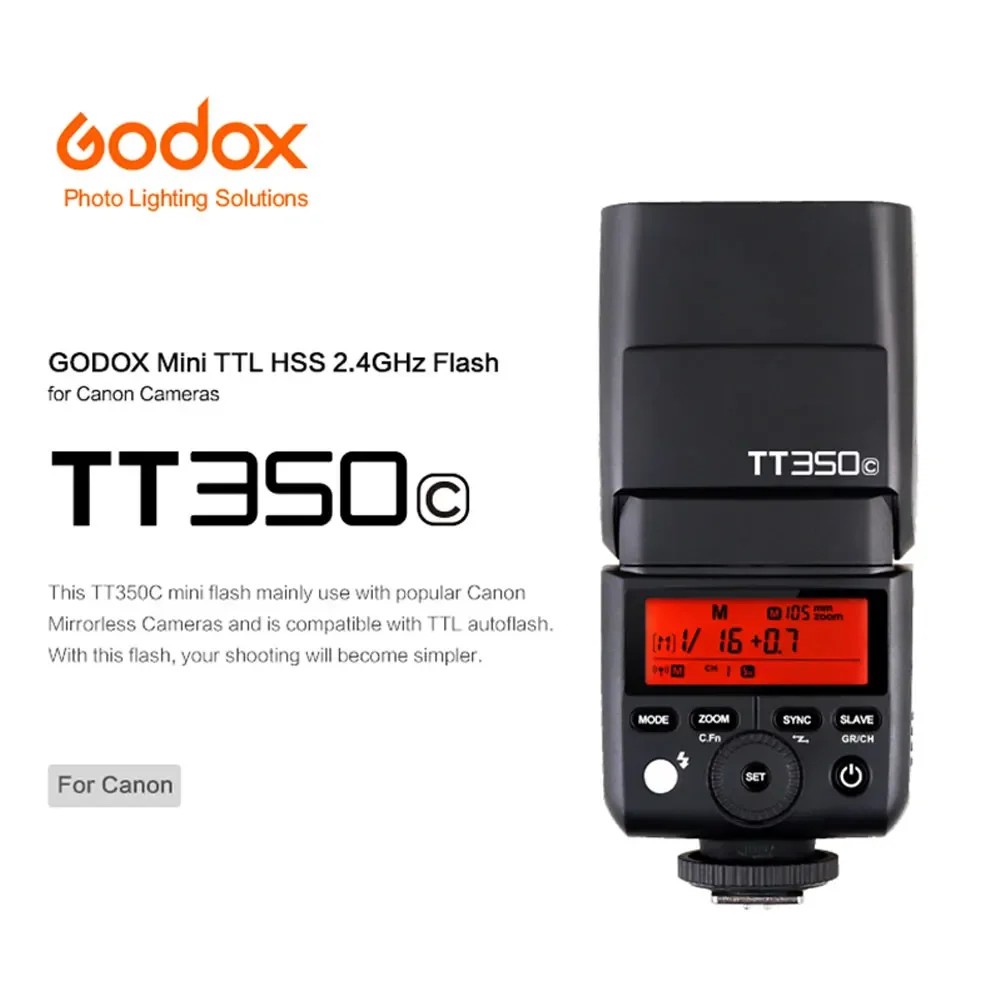 Godox TT350 TTL Camera Flash 1/8000s High-speed 2.4G Wireless X System Flash Speedlite For Canon Nikon Sony Fuji Camera Flash