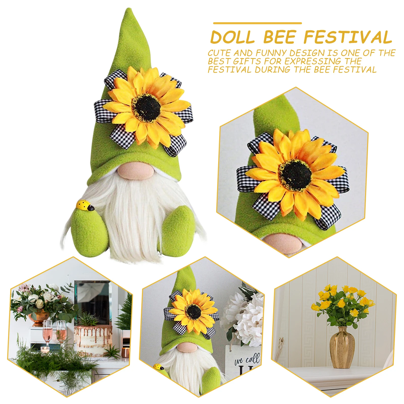 Sunflower Bee Festival Faceless Gnome Faceless Nisse Elf Dwarf Tomte Ornaments Swedish Honey Bee Elfs Home Gifts