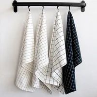 1Pc 40x60cm Plaid Striped Tea Towel Cotton Dinner Placemat Kitchen Dish Cloth Absorbent Table Napkin 1