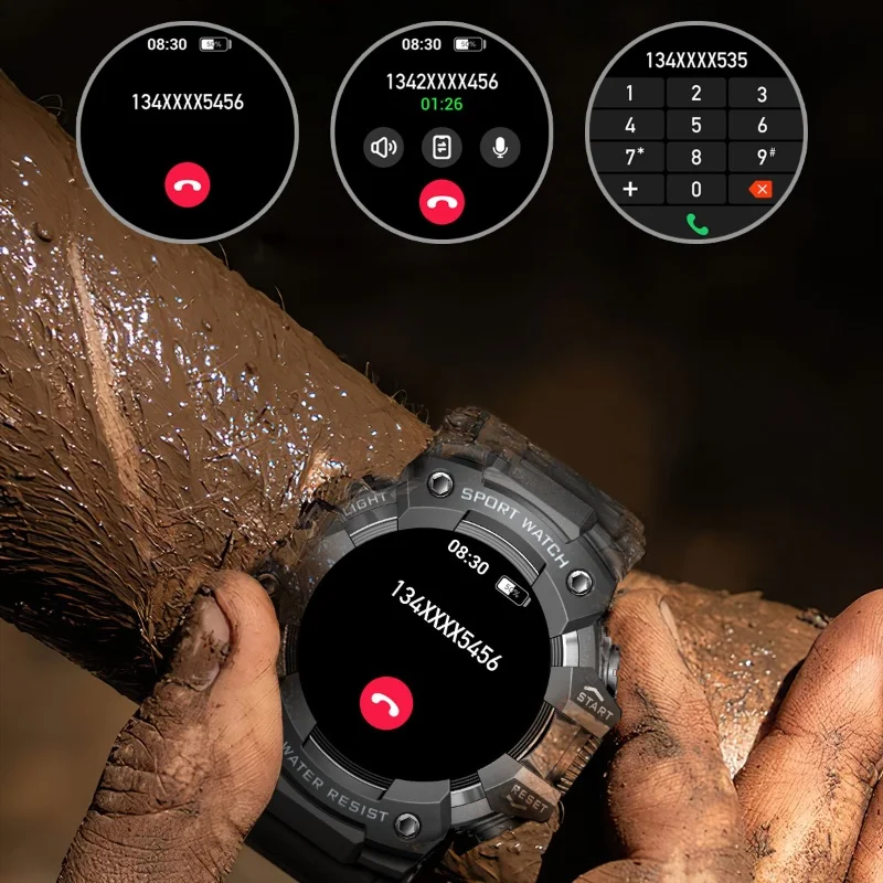 2025 Rugged Sport Smart Watch  Bluetooth Calls Colorful Waterproof Military Smartwatches with Flashlight SOS COMPASS for Phone 5