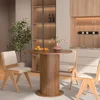 31.5 inch Round Dining Table for 2, Modern Farmhouse Kitchen Table, Small Circle Dining Tables with Wood Strip Base for Kitchen 5