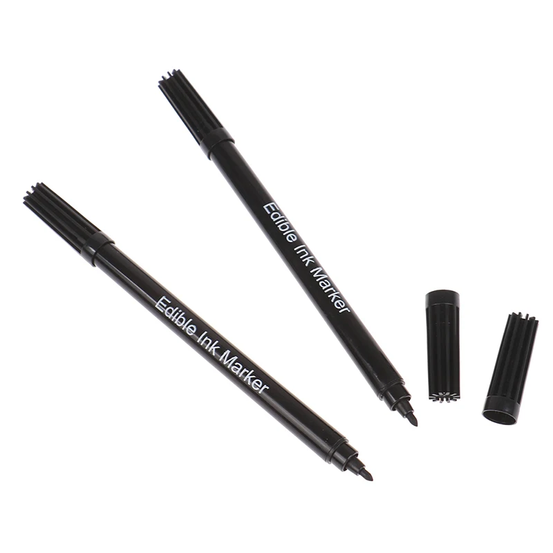 2PCS Black Food coloring Pens Double Sided Food Grade and Edible Marker Writers Food Coloring Pens