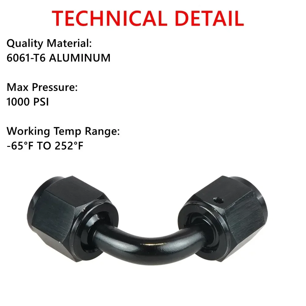 Universal AN4 AN6 AN8 AN10 AN12 Female To Female Union 0/45/90/180 Degree Hose Fitting Adaptor Elbow Oil Line Cooler Connector