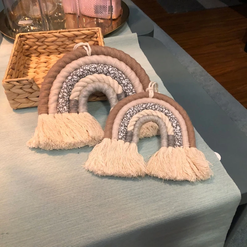 Nordic Room Decoration Handmade Woven Cotton Rope Rainbow Hanging Decoration Wall Hanging Decor Photo Props 4