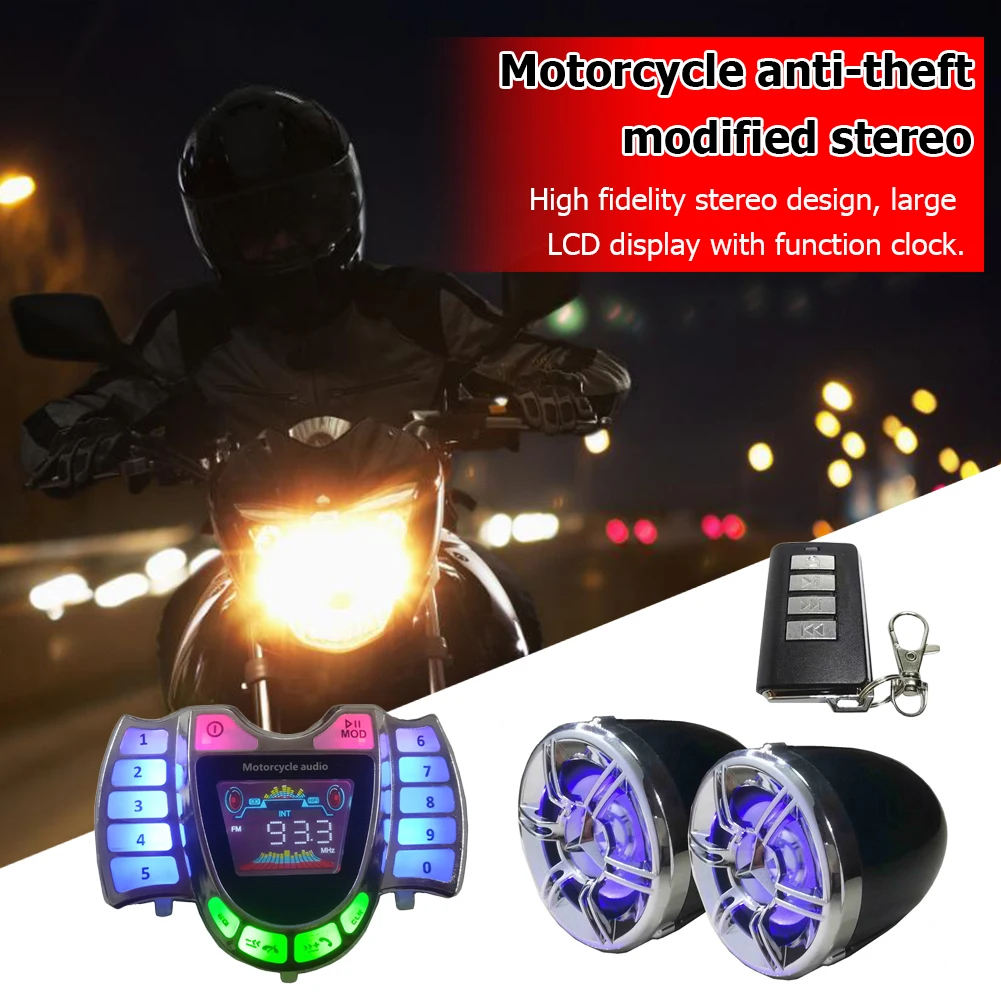 HY-008 Bluetooth-compatible Motorcycle Stereo Speaker System Handsfree TF AUX FM Radio USB