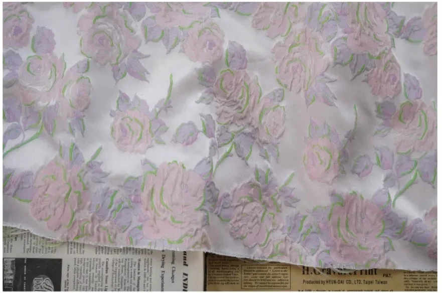 Eleganter Rosen garn gefärbter Jacquard stoff weiche Damen kleider tasche dekorativer Näh stoff – Detail 10