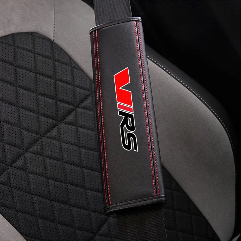 1pc Cowhide Car Interior Seat Belt Protector Cover seat belt covers seat belt protector car seat belt accessory For Skoda Virs RS RS IV