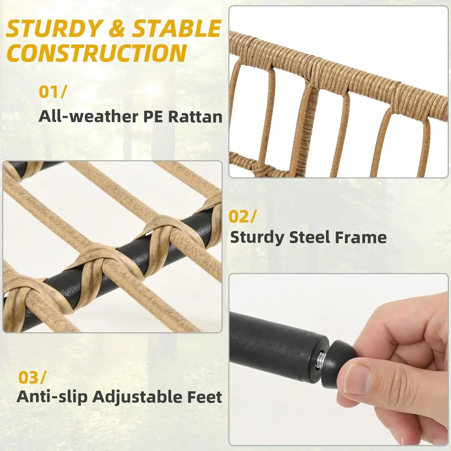 NEW-4-Piece Outdoor Sectional Sofa Set, All-Weather Wicker L-Shaped 5-Seater Patio Furniture with Removable Cushions & Side Tabl