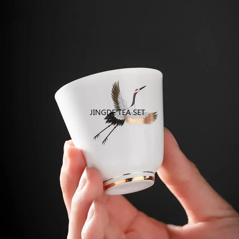 1pcs Chinese Ceramic Tea Cup Hand-painted Bird Pattern Travel Meditation Cup Handmade Tea Bowl Household Tea Set