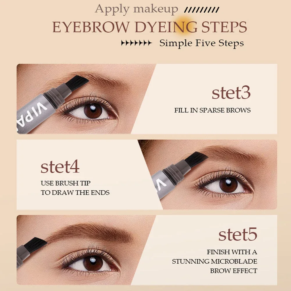 Pressing Eyebrow Pen Natural Wild Microblade Brow Effect Quick Drying Waterproof Lasting Durable Eyebrow Coloring Cosmetic 4